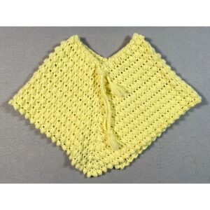 Homemade Crochet Baby Shawl - Yellow - Very Good Condition - Grandma Made